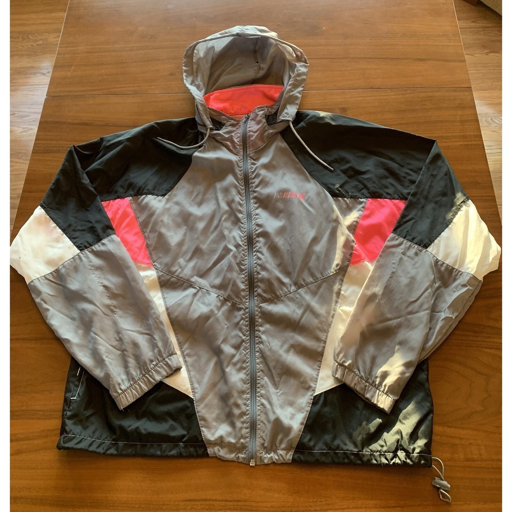 Vintage Nike Windbreaker Jacket Size XL 90s Neon Pink Black New Wave Gray Tag